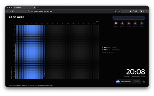 LifeGrid - Visualize your life on every new tab screenshot