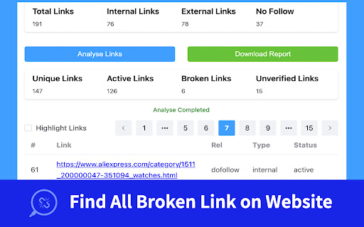 website broken link and 404 error checker screenshot