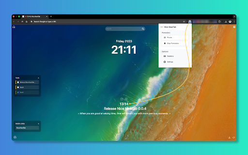 Nice NewTab | Minimalist new tabs and focused workbench screenshot