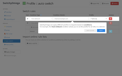Proxy SwitchyOmega (V3) screenshot