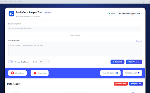 ZaubaCorp Scraper Tool – Scrape Company Leads screenshot