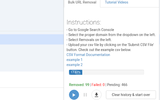 Google Search Console - Bulk URL Removal 4.0 screenshot