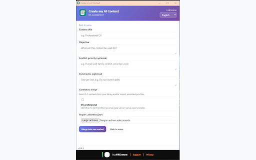 Create my AI Context screenshot