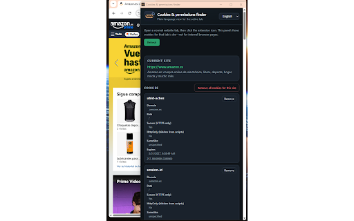 Cookies & permissions finder screenshot