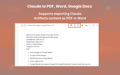 Claude to PDF, Word and Google Docs screenshot