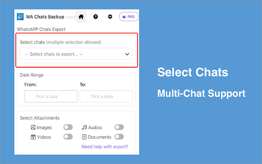 WA Chats Backup: Export chats and messages with media for WA screenshot