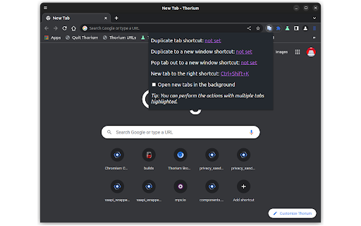 Tab Shortcut Tools screenshot