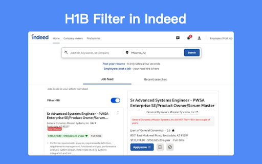 H1B Sponsor Checker, Job Search - LinkedRadar screenshot
