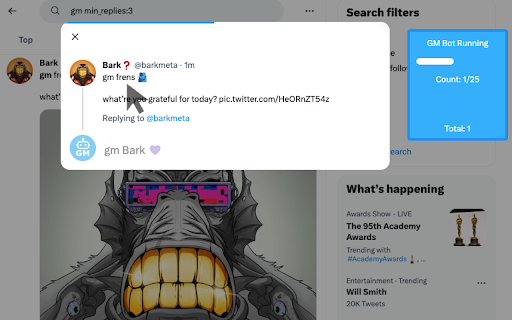 GM Bot | 𝕏 auto replies, follows, likes, for Twitter screenshot
