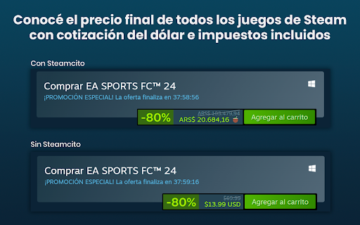 Steamcito: Steam con impuestos Argentina 2026 screenshot