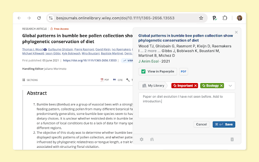 Paperpile Extension screenshot