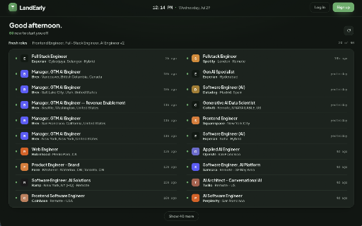 LandEarly: New Tab Job Feed & Decoder screenshot