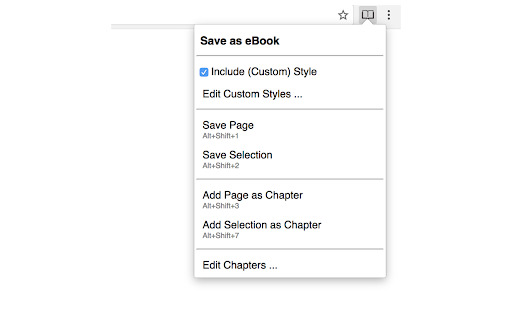 Save as eBook screenshot