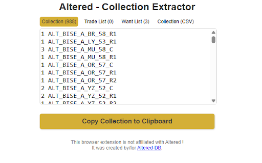 Altered - Collection Extractor screenshot