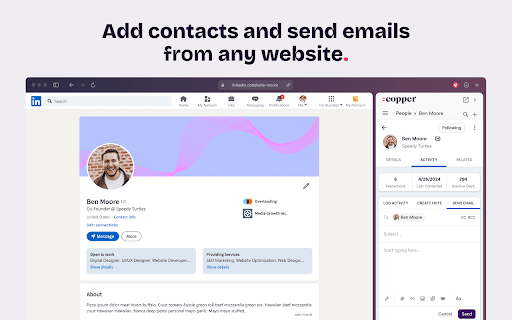 Copper CRM for Gmail and LinkedIn screenshot