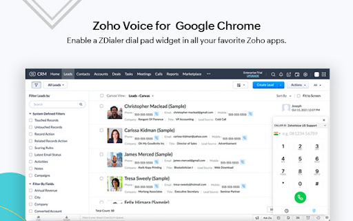 ZDialer - Zoho Voice Extension screenshot