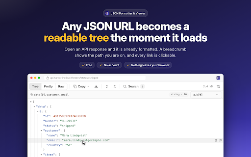 JSON Formatter & Viewer - Pretty Print, Validate, Search screenshot