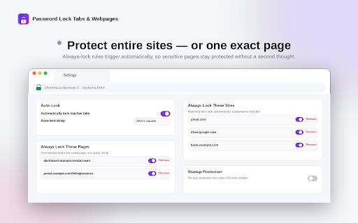 Password Lock Tabs & Webpages screenshot
