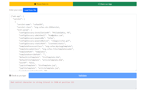 JSON Validator screenshot