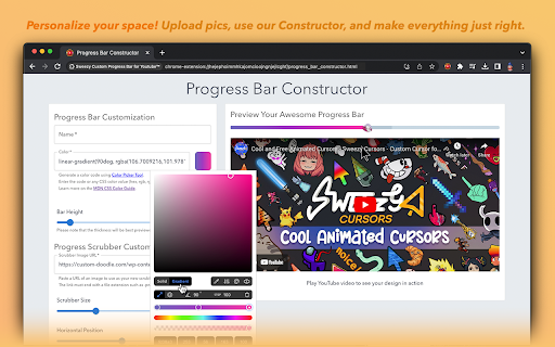 Sweezy Custom Progress Bar for Youtube™ screenshot