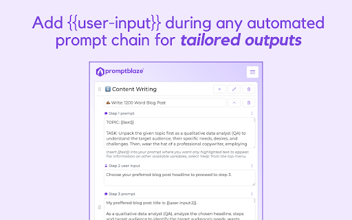 Prompt Blaze — AI Prompt Chaining Simplified screenshot