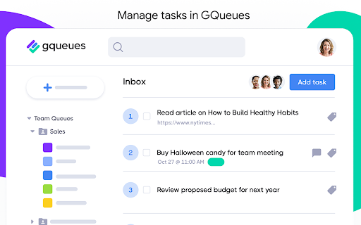 GQueues Chrome Extension screenshot