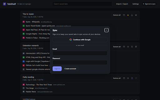 TabShelf screenshot