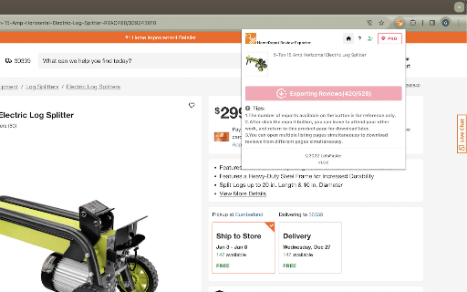 HomeDepot Review Exporter screenshot