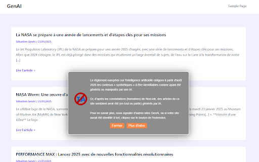 Alerte sur les sites GenAI, par Next.ink screenshot