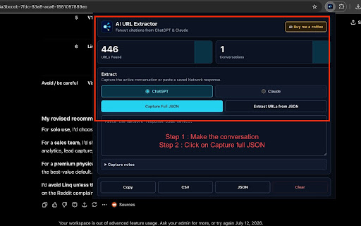Fanout Queries Extractor – ChatGPT & Claude Citations screenshot