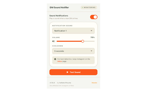 Instagram DM Sound Notifier screenshot