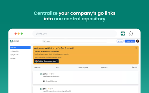Glinks: Free go links for teams (go/ short links) screenshot