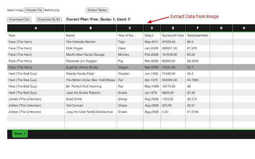 Image to Excel Table screenshot