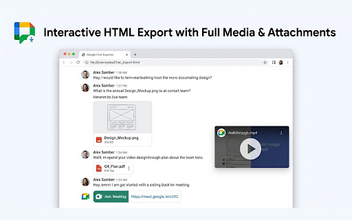 Google Chat Exporter screenshot