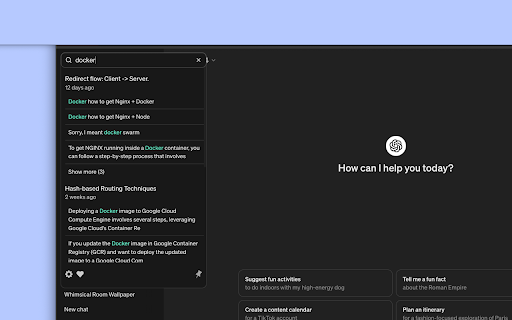 GPT Search: Chat History screenshot