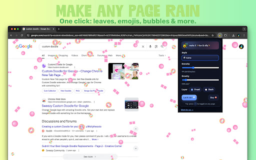 Make it Rain - Emoji & Confetti Rain on Websites screenshot