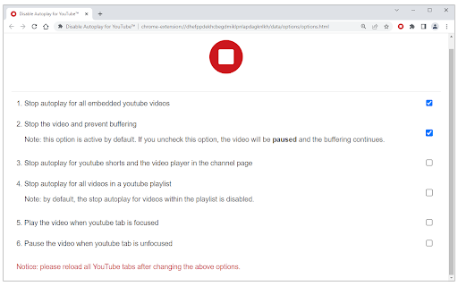 Disable Autoplay for YouTube™ screenshot