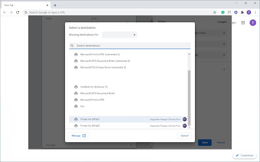 Dispatcher Paragon Chrome Print screenshot