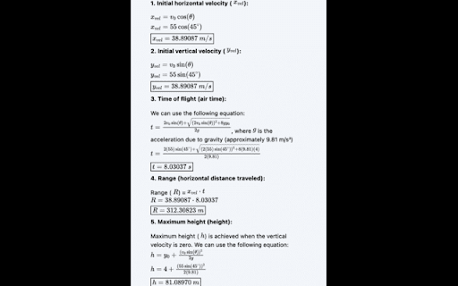 Projectile Motion Calculator and Solver | MathGPT screenshot