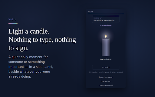 Vigil — light a candle screenshot