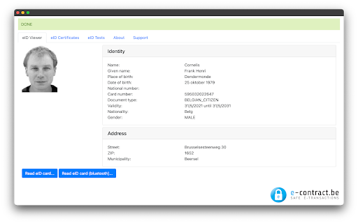 eID Chrome OS Extension screenshot