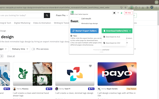 Fiverr Seller Exporter screenshot