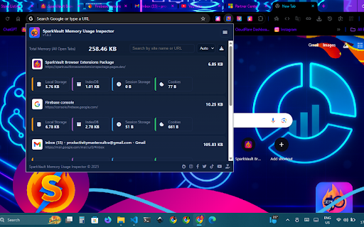 SparkVault Memory Usage Inspector screenshot