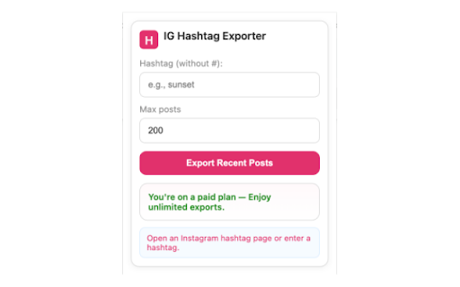 IG Hashtag Exporter screenshot