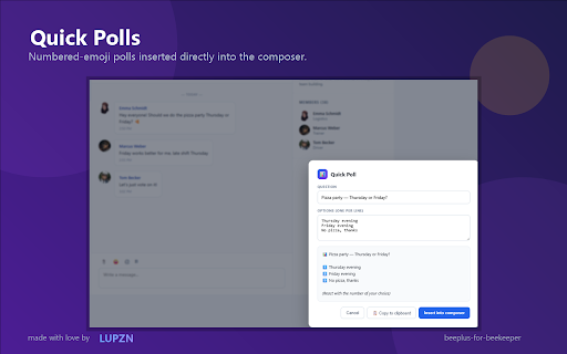 BeePlus for Beekeeper screenshot