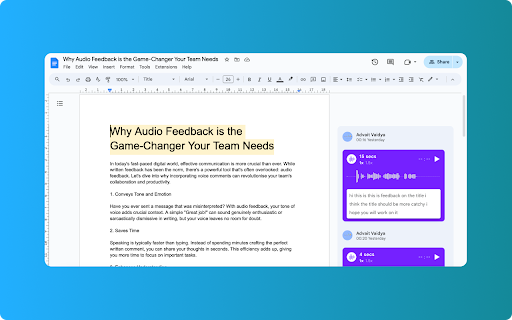 Say It So: Add voice comments in Google Docs screenshot