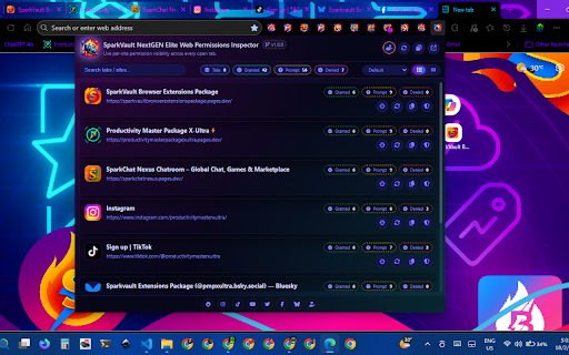 SparkVault NextGEN Elite Web Permissions Inspector screenshot