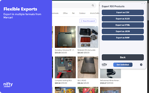 M-Resale Scraper: Export Listings, Sellers, Reviews & More screenshot