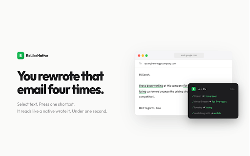 BeLikeNative: Write English like a native. Paraphrase, Rewrite, Translate screenshot
