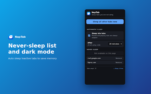 NapTab: Auto Sleep Inactive Tabs screenshot